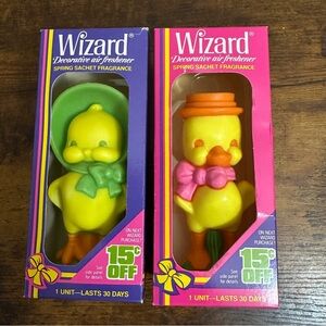 VTG 2 pc Lot Wizard Decorative EASTER Spring Air Fresheners Figurine Chick Goose
